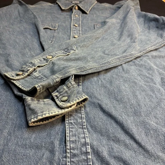 Polo by Ralph Lauren Blue Denim Casual Button Down Workshirt - Picture 2 of 4